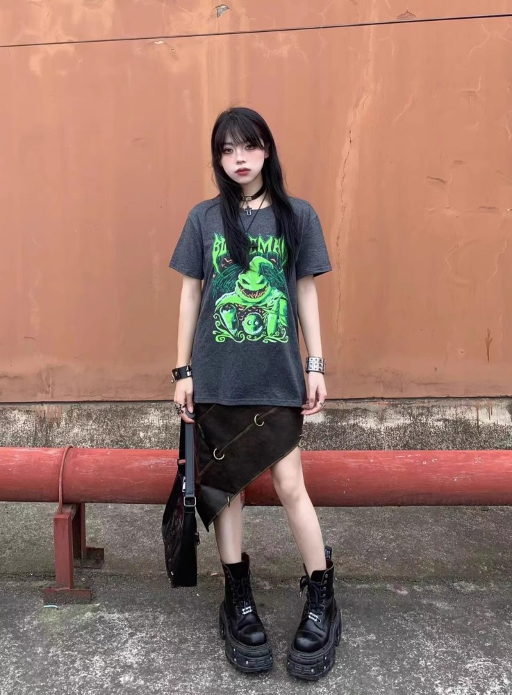 Gothic Oogie Boogie T-Shirt – Tim Burton Inspired Boogeyman Horror Streetwear Shirt Y2K
