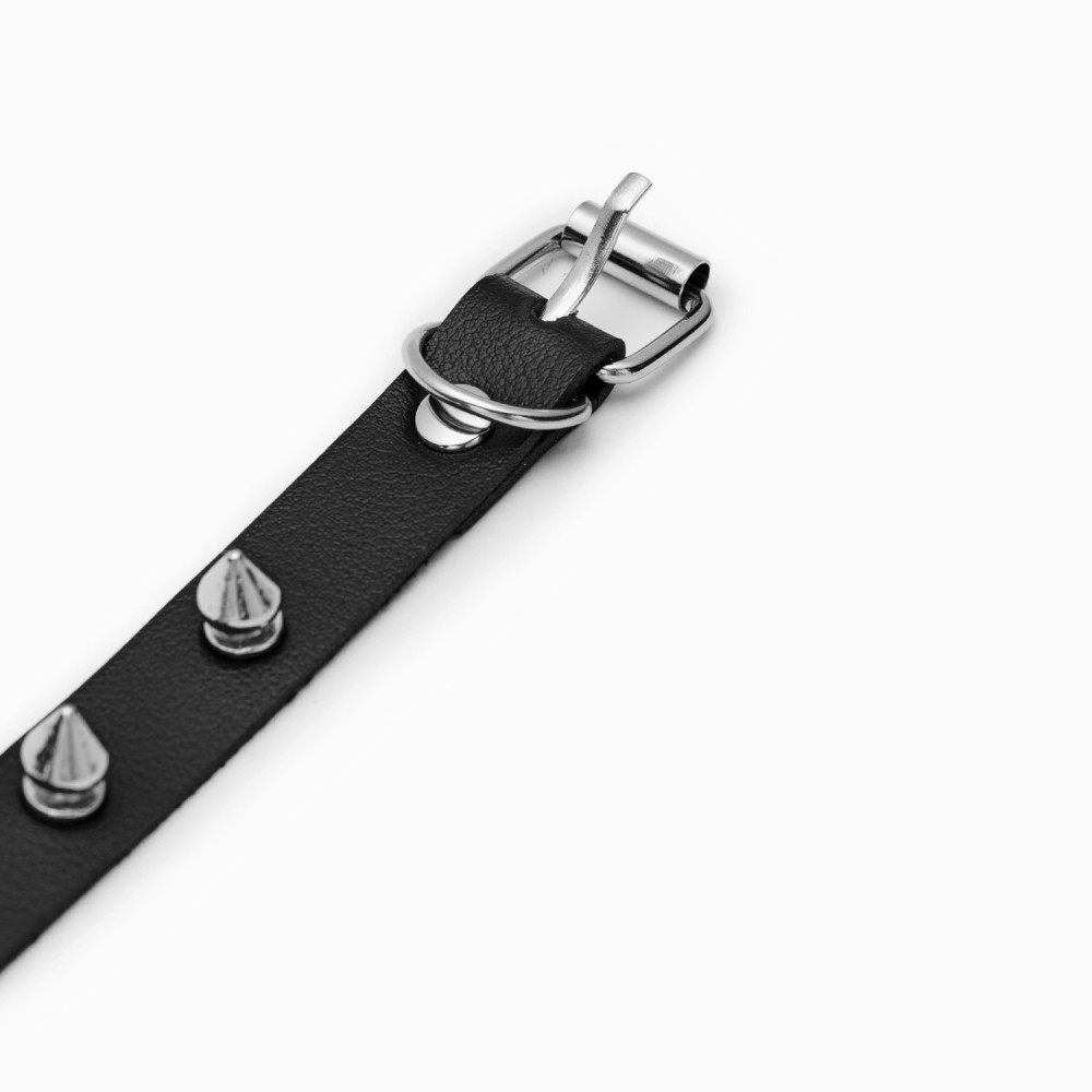 Gothic PU Leather Spike Choker with Cat Paw Charm – Punk Alt Collar Necklace