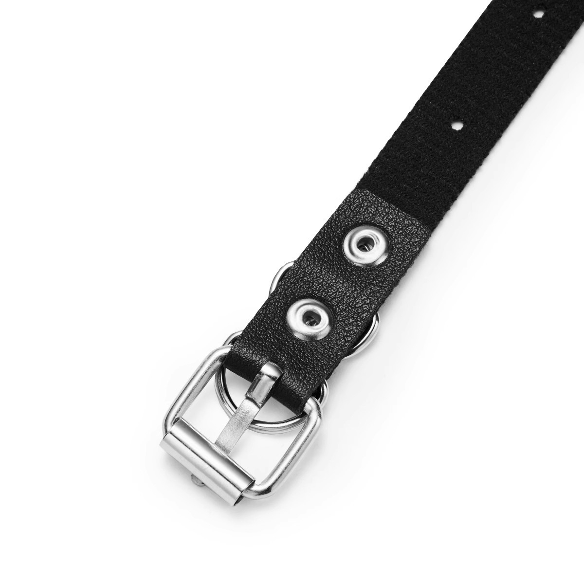 Gothic PU Leather D-Ring Choker – Punk Style Adjustable Collar Necklace