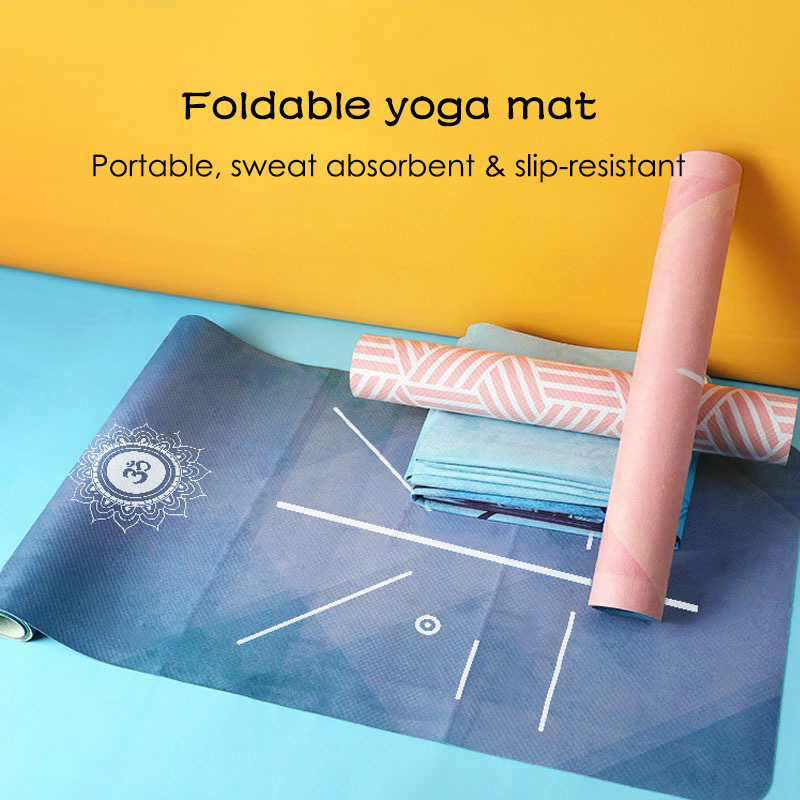 Custom printing sweat absorbent dry|wet anti-slip soft suede TPE Foldable Yoga Mat