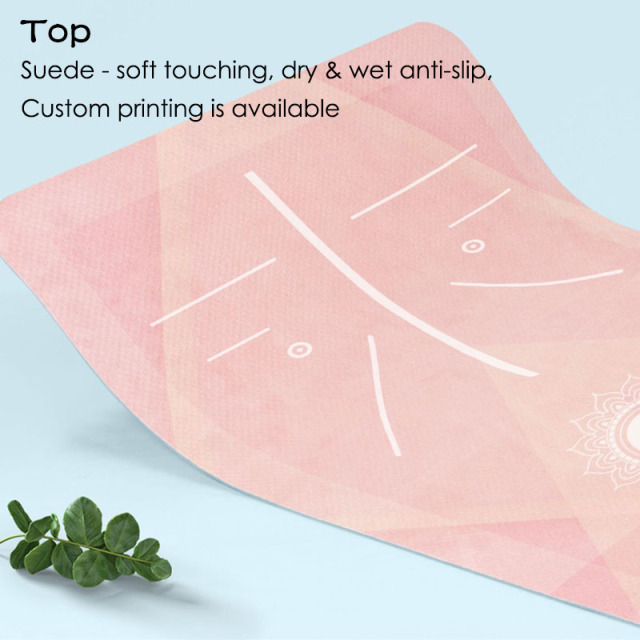Custom printing sweat absorbent dry|wet anti-slip soft suede TPE Foldable Yoga Mat
