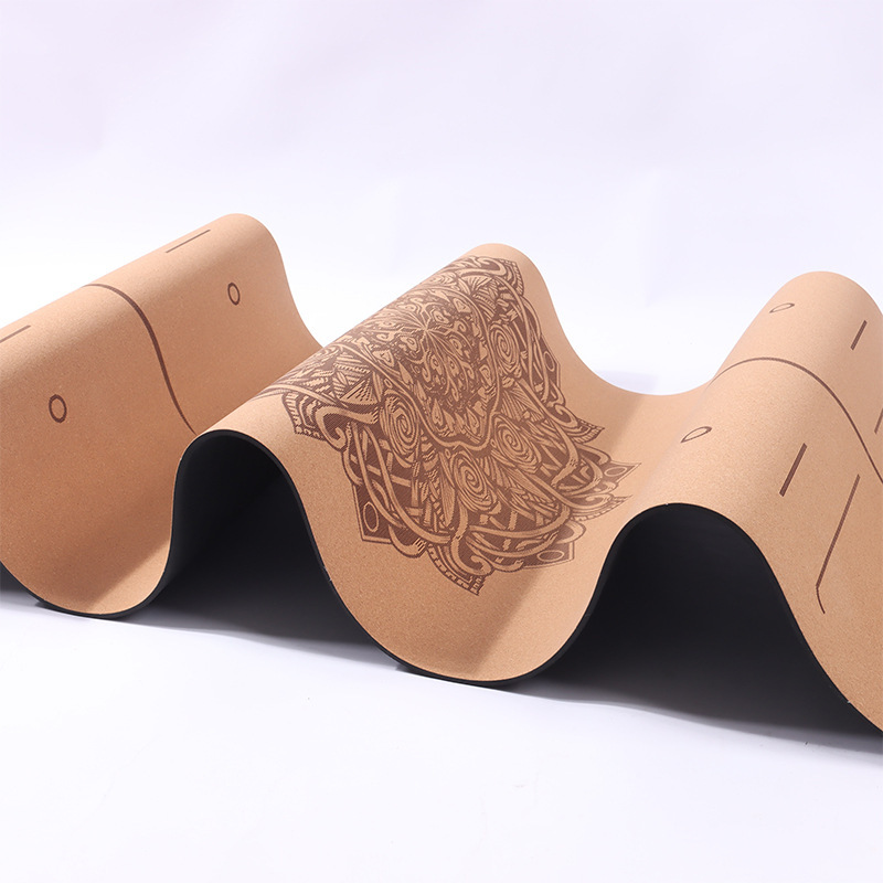 Eco Friendly Cork TPE Non Slip Yoga Mat Custom Logo Aligment Printed Natural Cork Yoga Mat