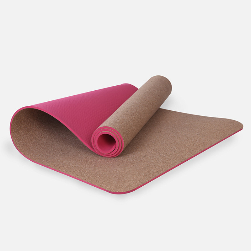 Eco Friendly Cork TPE Non Slip Yoga Mat Custom Logo Aligment Printed Natural Cork Yoga Mat
