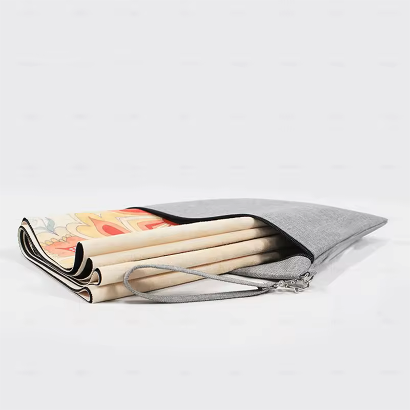Printed foldable ultra thin suede natural rubber yoga mat light weight travel yoga mat towel