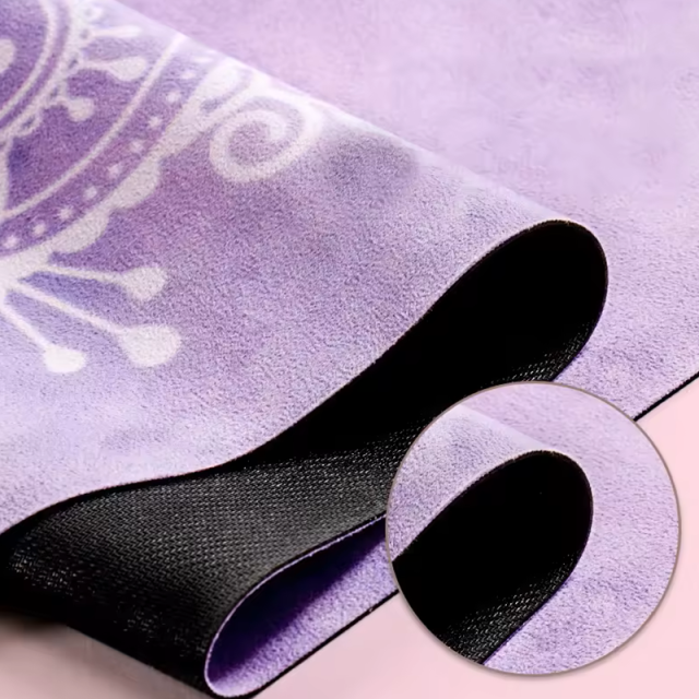 Custom printing dry wet anti-slip soft suede natural rubber yoga mat