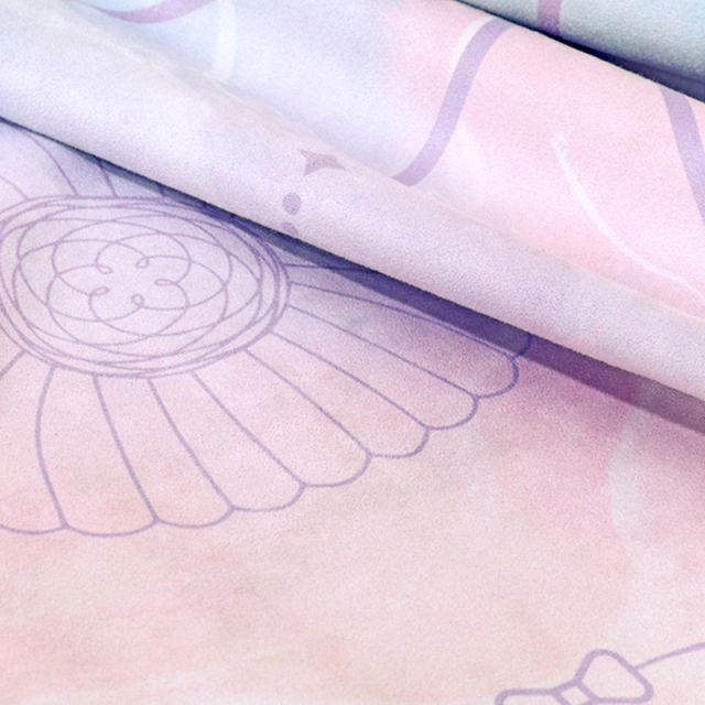 Printed foldable ultra thin suede natural rubber yoga mat light weight travel yoga mat towel