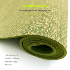 High Quality Eco Sustainable Non-Slip Jute Embedded Natural Rubber Yoga Mat