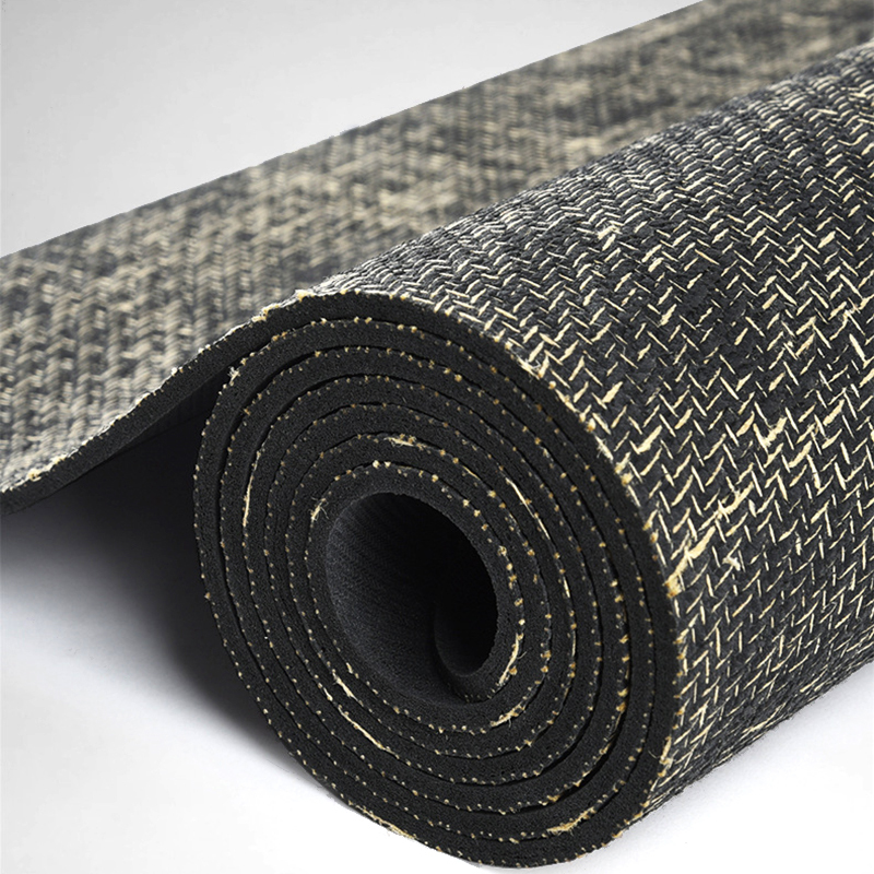 High Quality Eco Sustainable Non-Slip Jute Embedded Natural Rubber Yoga Mat