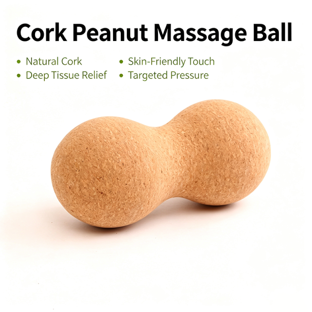 Eco‑Friendly Natural Cork Peanut Ball, Deep Tissue Myofascial Release Massager, Non‑Toxic Muscle Soreness Relief for Yoga, Fitness & Physical Therapy