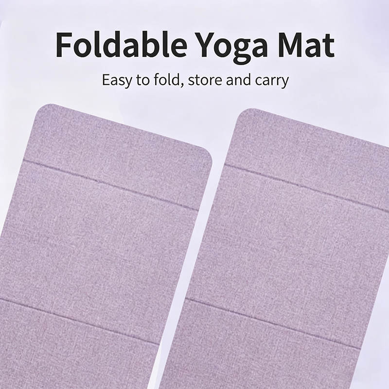 Foldable Linen POE Textured Yoga Mat, 0.6cm Thick Non‑Slip Portable Travel Exercise Mat