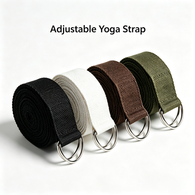Durable Polyester Cotton Yoga Strap with D‑Ring Buckle, No Added Softener, Wash‑Safe, Improve Flexibility for Beginners