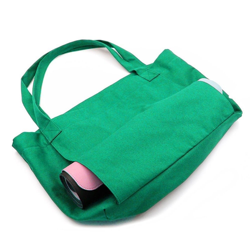 Large Canvas Yoga Tote Bag with Yoga Mat Holder Pocket, Multi‑Purpose Shoulder Workout Bag for Gym, Fitness, Travel