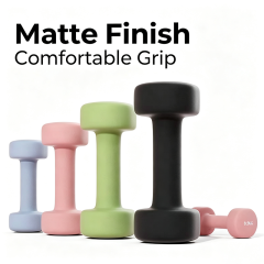 Non‑Rolling Neoprene Coated Cast Iron Dumbbells, Anti‑Slip Matte Hand Weights for Home Gym Pilates Fitness