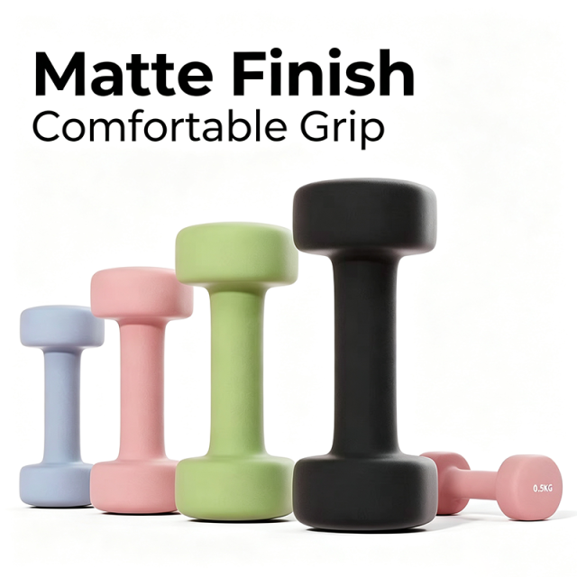 Non‑Rolling Neoprene Coated Cast Iron Dumbbells, Anti‑Slip Matte Hand Weights for Home Gym Pilates Fitness