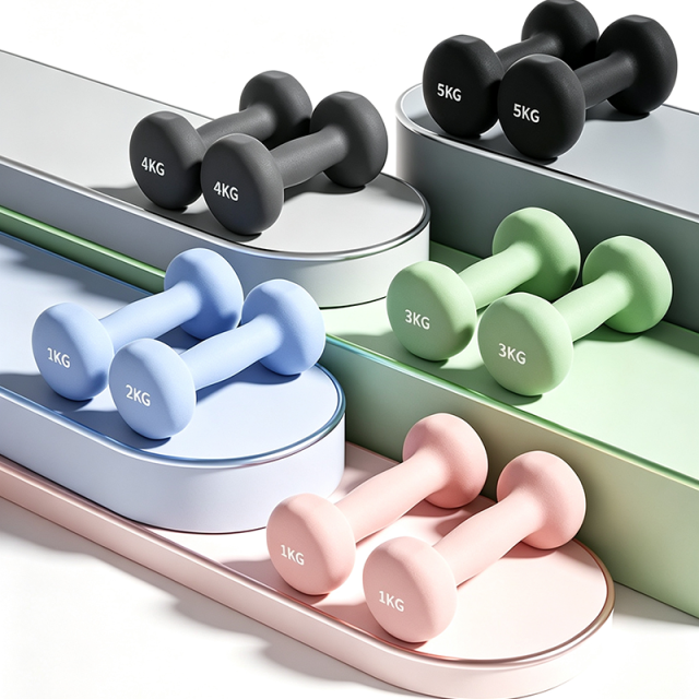 Non‑Rolling Neoprene Coated Cast Iron Dumbbells, Anti‑Slip Matte Hand Weights for Home Gym Pilates Fitness