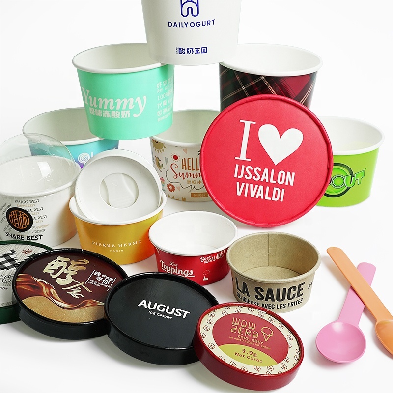 Custom Logo Printed Ice Cream Cup Frozen Yogurt Gelato Bowls 3/4/5/8/12/16OZ Disposable Single Wall Paper Cup With Lid And Spoon,LongWorld,Custom Logo Printed Ice Cream Cup Frozen Yogurt Gelato Bowls 3/4/5/8/12/16OZ Disposable Single Wall Paper Cup With Lid And Spoon