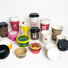 Customize Logo Design Print Ice Cream Coffee Paper Cup With lid custom