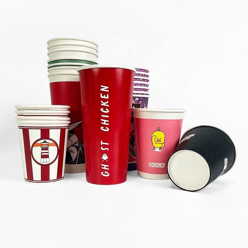 Hot selling cups custom red pattern black disposable coffee paper cup