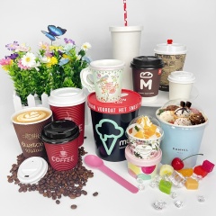Disposable paper cups takeaway ice cream coffee 1/2/3/4/5/6/7/8/9/10/12/16/20/22/24 oz double wall to go cup with lid