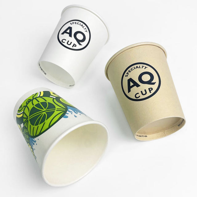 Compostable single wall paper cup with pla coating