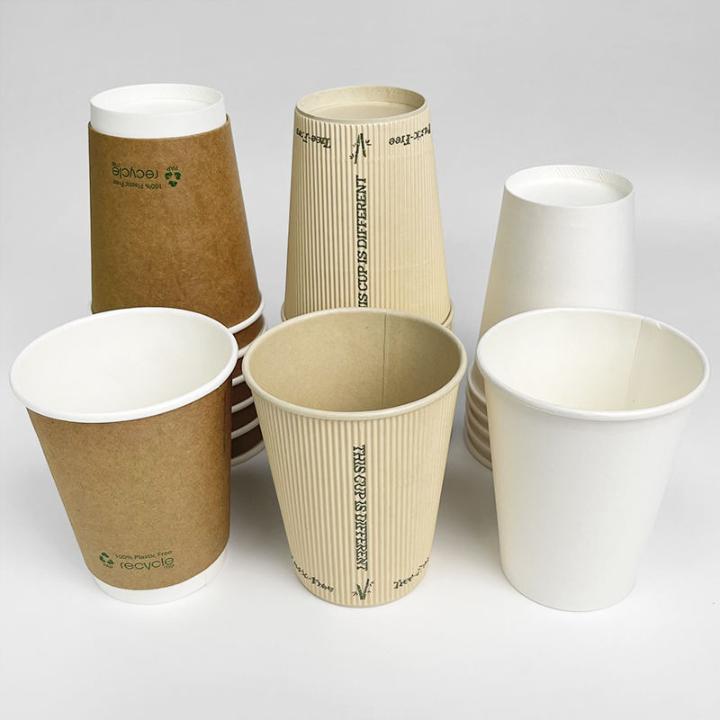 White Kraft ripple wall paper cups