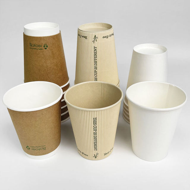 White Kraft ripple wall paper cups