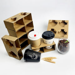 Longworld custom logo brand mike tea beverage shop takeaway take out 2 two 4 paper coffee boba cups carrier holder with handle,LongWorld,Longworld custom logo brand mike tea beverage shop takeaway take out 2 two 4 paper coffee boba cups carrier holder with handle