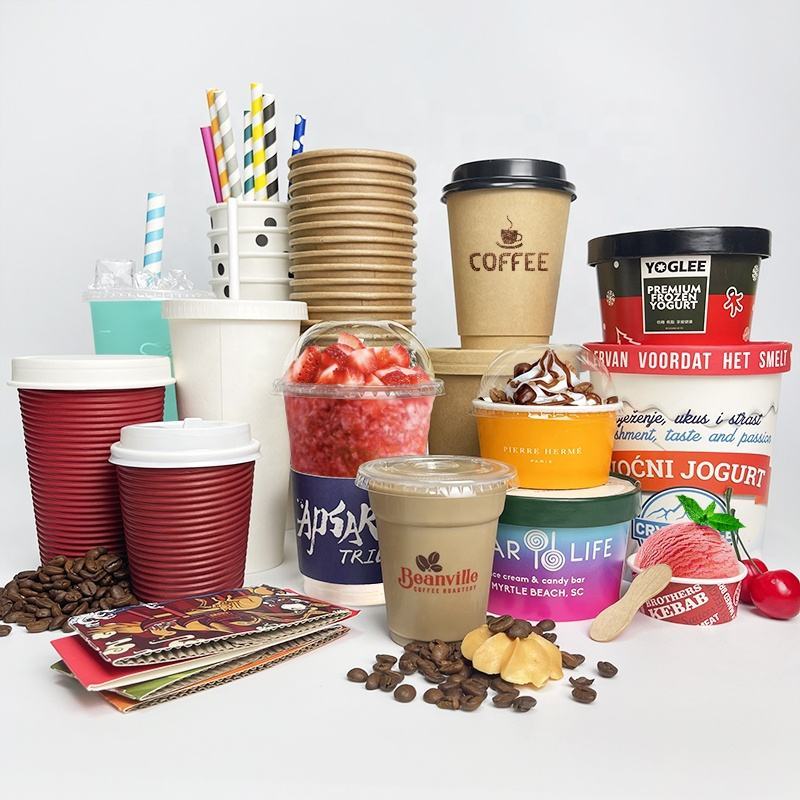 Beverage packaging cup biodegradable ice cream icecream coffee disposable paper coffee cardboard takeaway cups