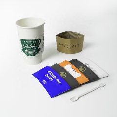Custom logo material shape cups fan paper cup sleeve for coffee bubble tea