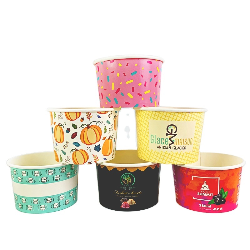 Custom Logo Printed Ice Cream Cup Frozen Yogurt Gelato Bowls 3/4/5/8/12/16OZ Disposable Single Wall Paper Cup With Lid And Spoon,LongWorld,Custom Logo Printed Ice Cream Cup Frozen Yogurt Gelato Bowls 3/4/5/8/12/16OZ Disposable Single Wall Paper Cup With Lid And Spoon
