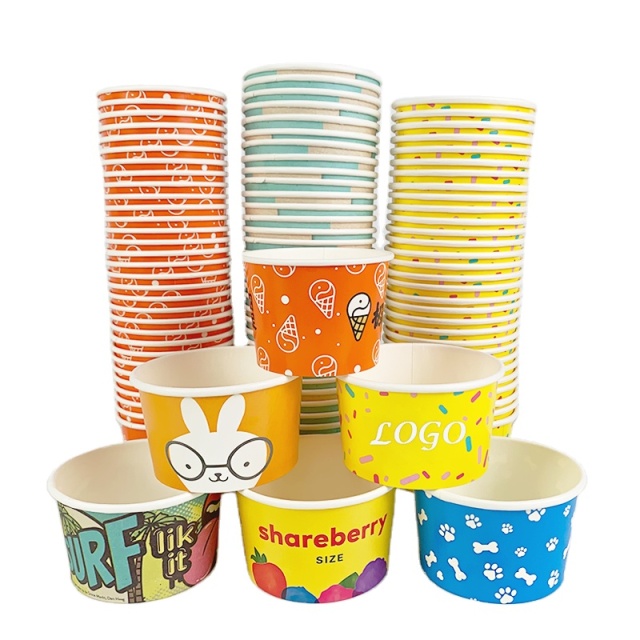 Custom Logo Printed Ice Cream Cup Frozen Yogurt Gelato Bowls 3/4/5/8/12/16OZ Disposable Single Wall Paper Cup With Lid And Spoon,LongWorld,Custom Logo Printed Ice Cream Cup Frozen Yogurt Gelato Bowls 3/4/5/8/12/16OZ Disposable Single Wall Paper Cup With Lid And Spoon