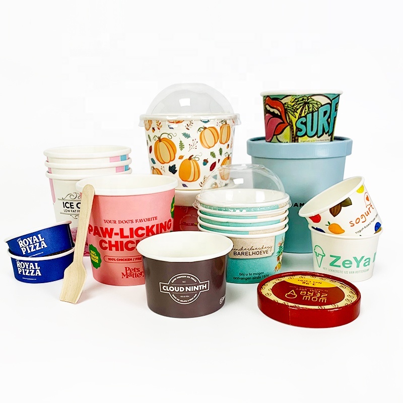 Paper container food grade custom logo icecream yogurt cups packaging ice cream paper cup,LongWorld,Paper container food grade custom logo icecream yogurt cups packaging ice cream paper cup