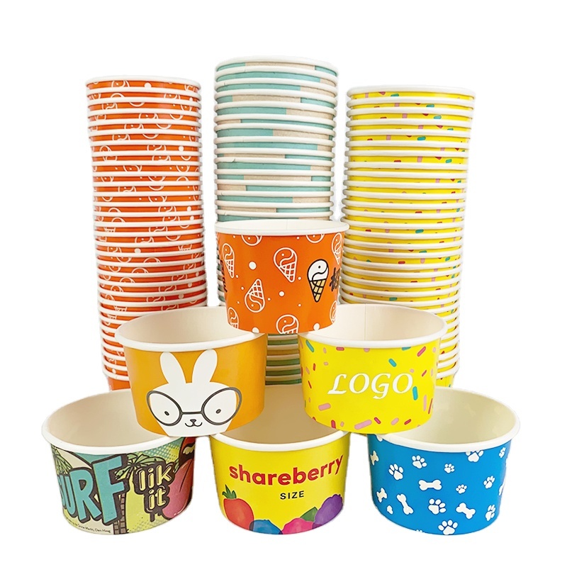 Custom Yogurt Packaging Boxes Frozen Sundae Gelato Container With Wooden Plastic Spoon Takeout ECO Friendly Ice Cream Paper Cup,LongWorld,Custom Yogurt Packaging Boxes Frozen Sundae Gelato Container With Wooden Plastic Spoon Takeout ECO Friendly Ice Cream Paper Cup