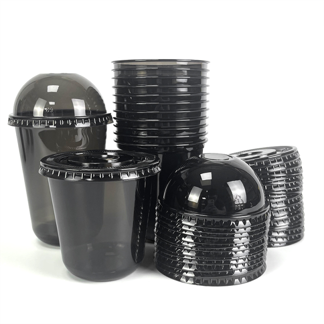 Custom Logo Printed Black Transparent U shape 12oz 16oz 22oz Disposable PET Plastic Clear Cup With Lids For Boba,LongWorld,Custom Logo Printed Black Transparent U shape 12oz 16oz 22oz Disposable PET Plastic Clear Cup With Lids For Boba