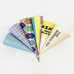 Disposable Custom Promotional Ice Cream Cone Paper Sleeves Conic Cone Wrapping Holder for ice cream dessert snack,LongWorld,Disposable Custom Promotional Ice Cream Cone Paper Sleeves Conic Cone Wrapping Holder for ice cream dessert snack