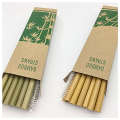Custom Logo Wholesale With Brush Cleaner Organic Straw Eco Friendly Reusable Beverage Drinking Bamboo Straws