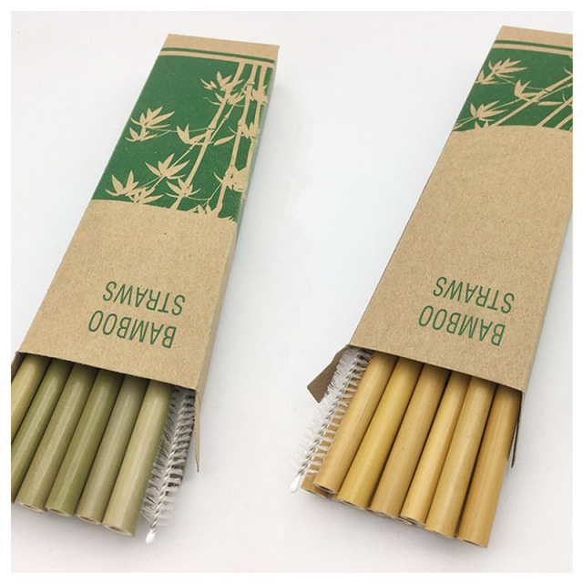 Custom Logo Wholesale With Brush Cleaner Organic Straw Eco Friendly Reusable Beverage Drinking Bamboo Straws