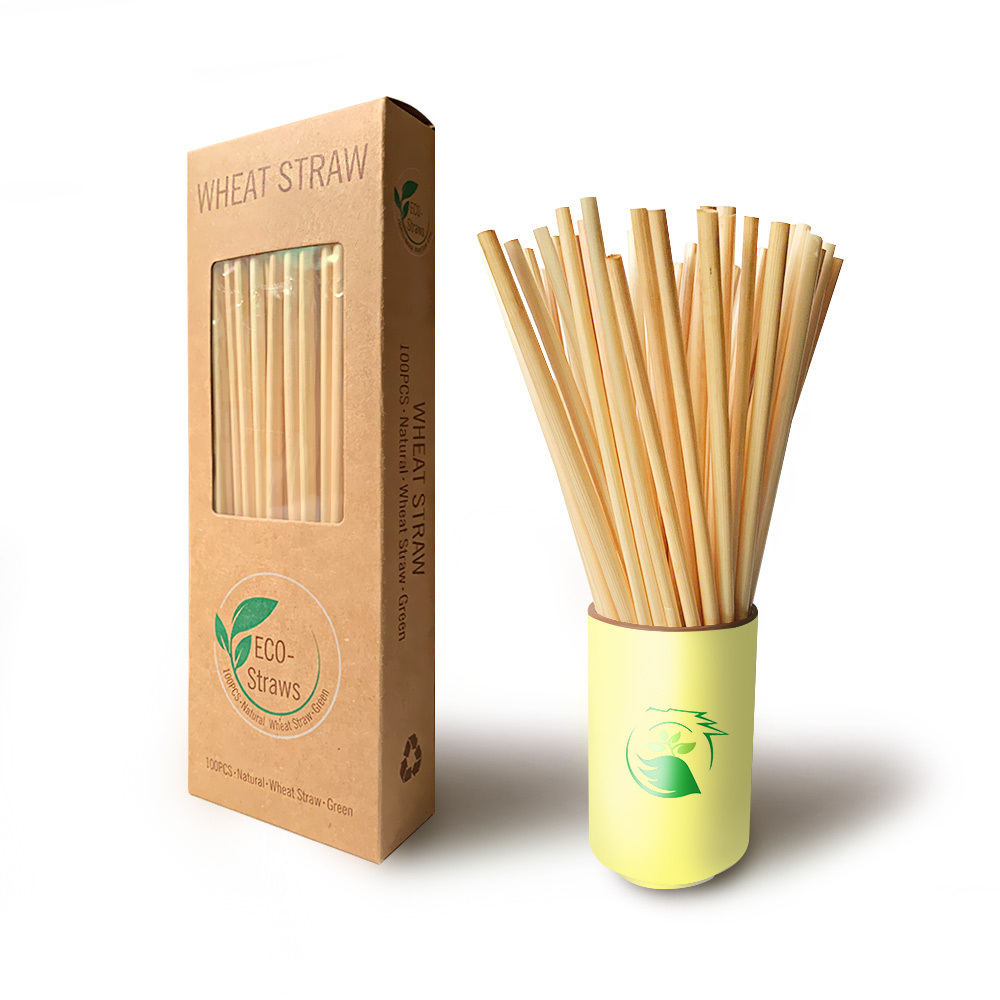 Eco friendly food grade 100% biodegradable individual pack disposable wheat stem straw Natural wheat drinking straws