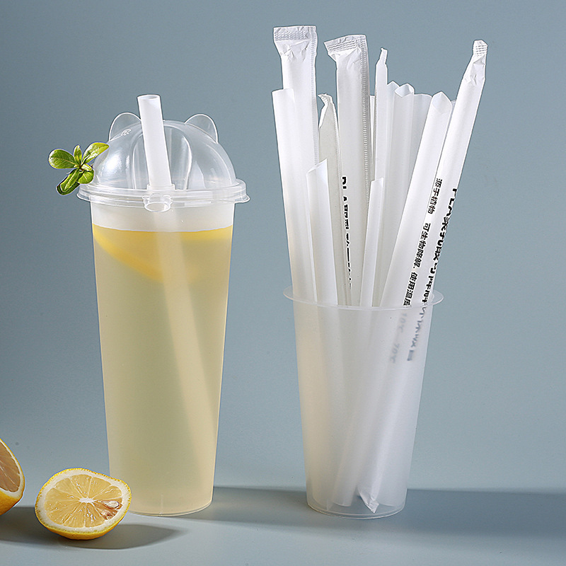 Factory price printed logo PLA plant based disposable biodegradable black straw for coffee milk pearl tea beverage,LongWorld,Factory price printed logo PLA plant based disposable biodegradable black straw for coffee milk pearl tea beverage
