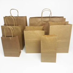Print Brown Kraft White Handles Paper Bags With Your Own Logo Custom Printed,LongWorld,Print Brown Kraft White Handles Paper Bags With Your Own Logo Custom Printed