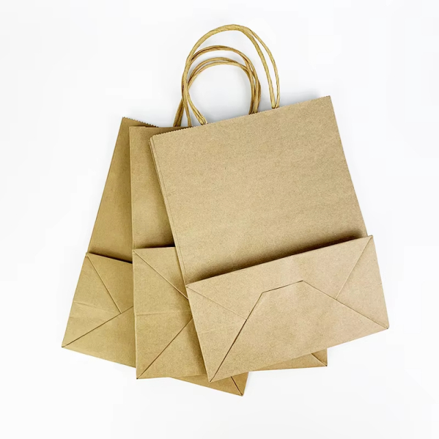 Print Brown Kraft White Handles Paper Bags With Your Own Logo Custom Printed,LongWorld,Print Brown Kraft White Handles Paper Bags With Your Own Logo Custom Printed