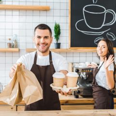 Custom Logo Printed Clothing Gift Coffee Biodegradable Kraft Die Cut Paper Bags With Cutout Handles,LongWorld,Custom Logo Printed Clothing Gift Coffee Biodegradable Kraft Die Cut Paper Bags With Cutout Handles