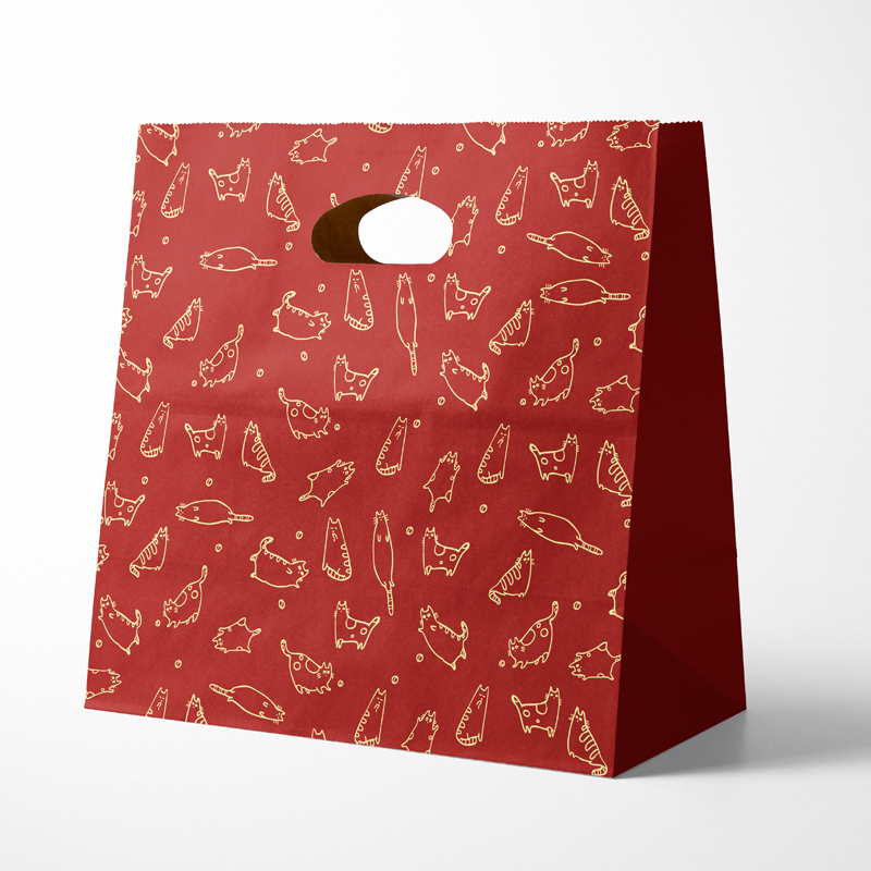 Kraft Die Cut Paper Bags with full print logo