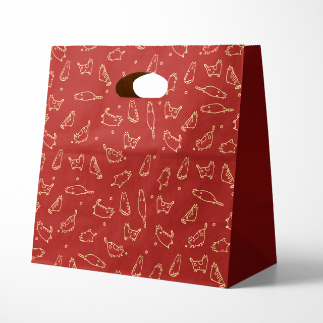 Kraft Die Cut Paper Bags with full print logo