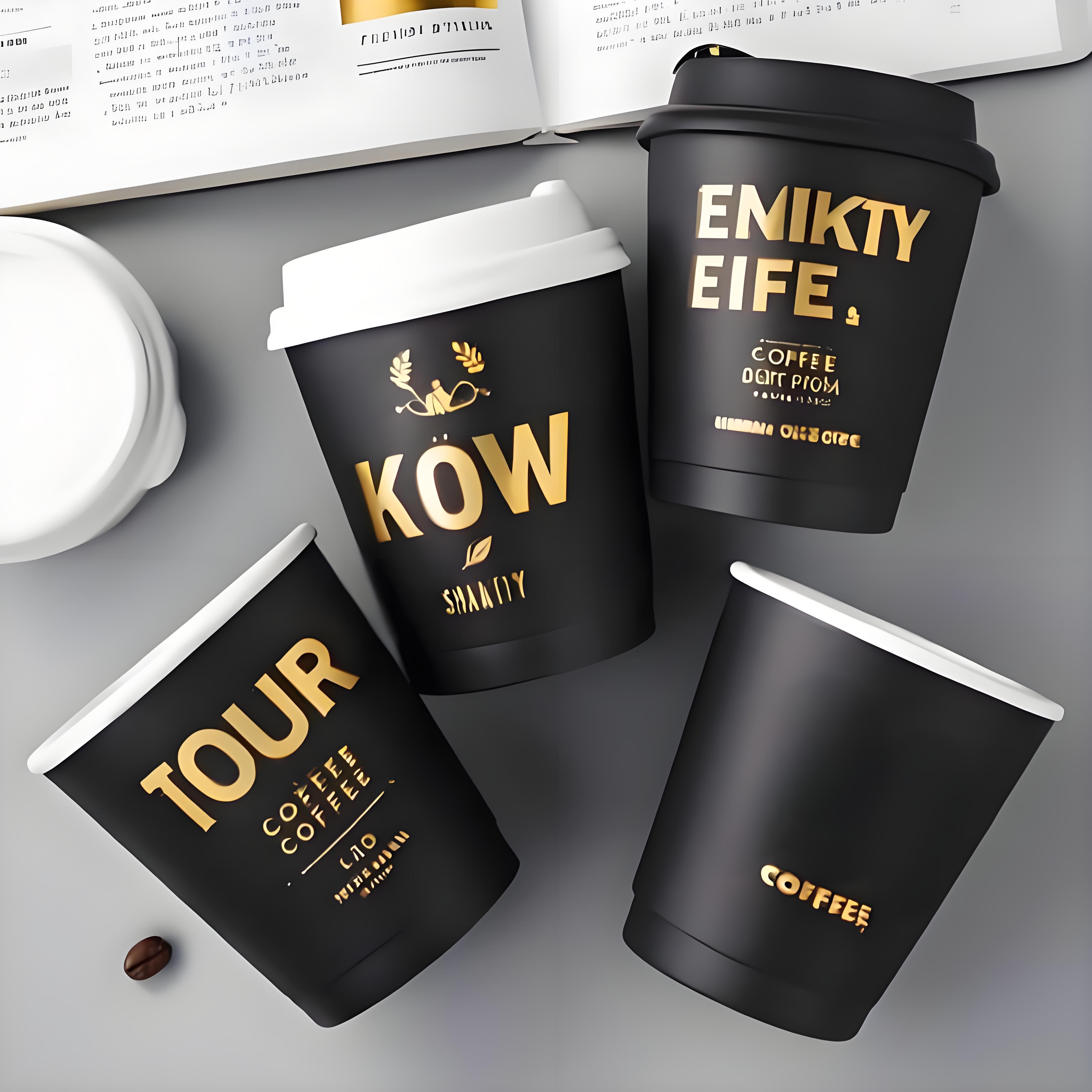Wholesale Customizable logo Takeaway Gold Foil Stamping Waterproof Disposable Double Wall Black Paper Cups With Lid,LongWorld,Wholesale Customizable logo Takeaway Gold Foil Stamping Waterproof Disposable Double Wall Black Paper Cups With Lid