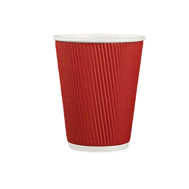9.5oz Customizable Print Ripple Paper Cups Insulated Ripple Takeaway Paper Hot Coffee Disposable Ripple Wall Coffee Paper Cup With Lid,LongWorld,Ripple wall paper cup