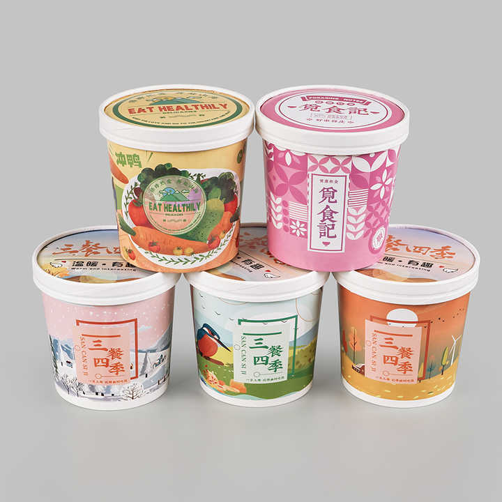 Custom Printed Disposable Take Away Hot Soup Bowls, Kraft Paper White Paper Soup Cup with Paper Lid,LongWorld,Custom Printed Disposable Take Away Hot Soup Bowls, Kraft Paper White Paper Soup Cup with Paper Lid