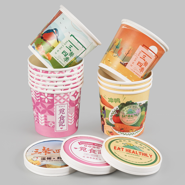 Custom Printed Disposable Take Away Hot Soup Bowls, Kraft Paper White Paper Soup Cup with Paper Lid,LongWorld,Custom Printed Disposable Take Away Hot Soup Bowls, Kraft Paper White Paper Soup Cup with Paper Lid