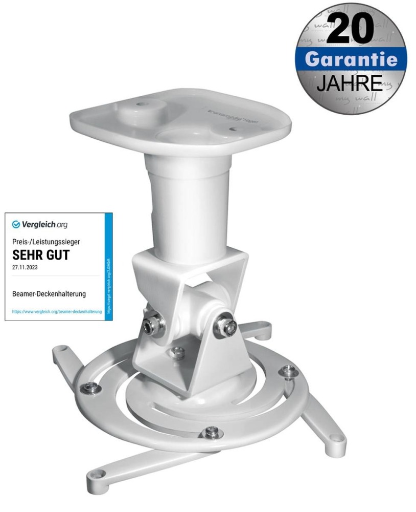 Beamer Deckenhalterung 22cm Universal Halter mit Kardangelenk Silber Belastbarkeit bis 15Kg