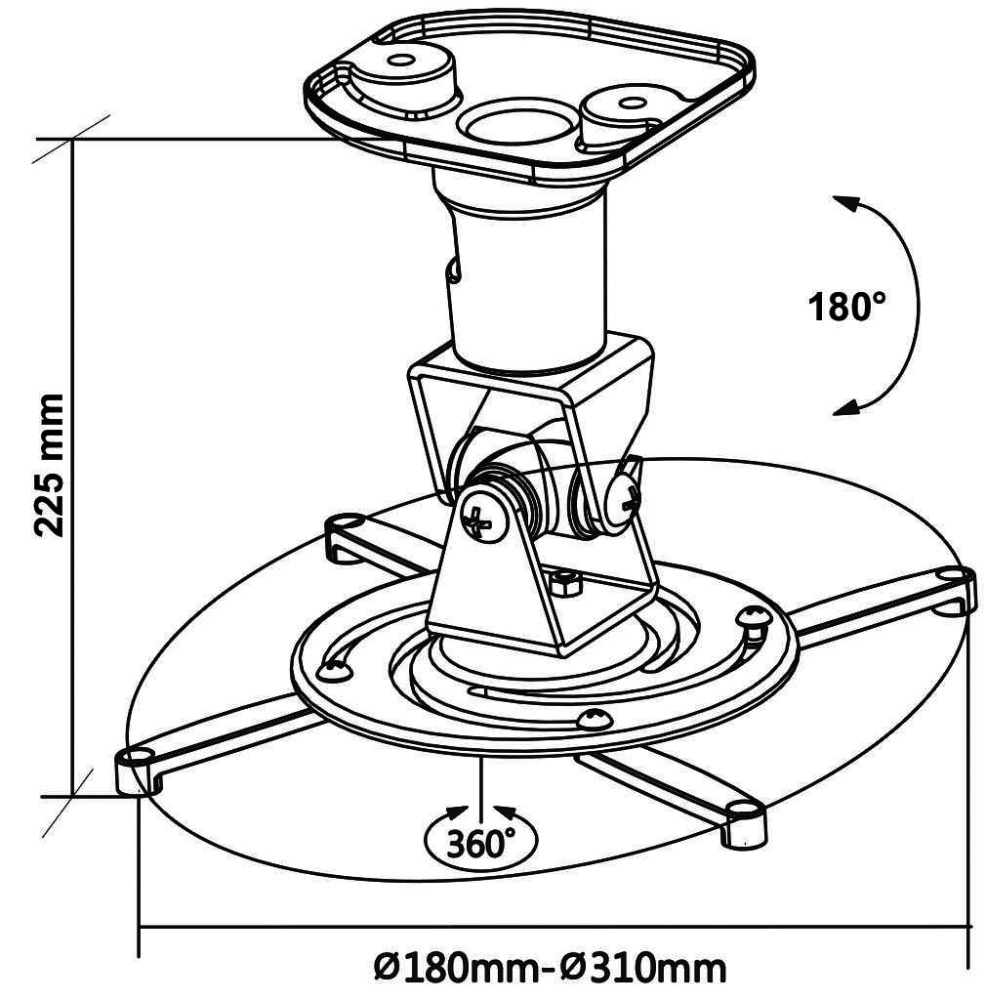 Beamer Deckenhalterung 22cm Universal Halter mit Kardangelenk Silber Belastbarkeit bis 15Kg